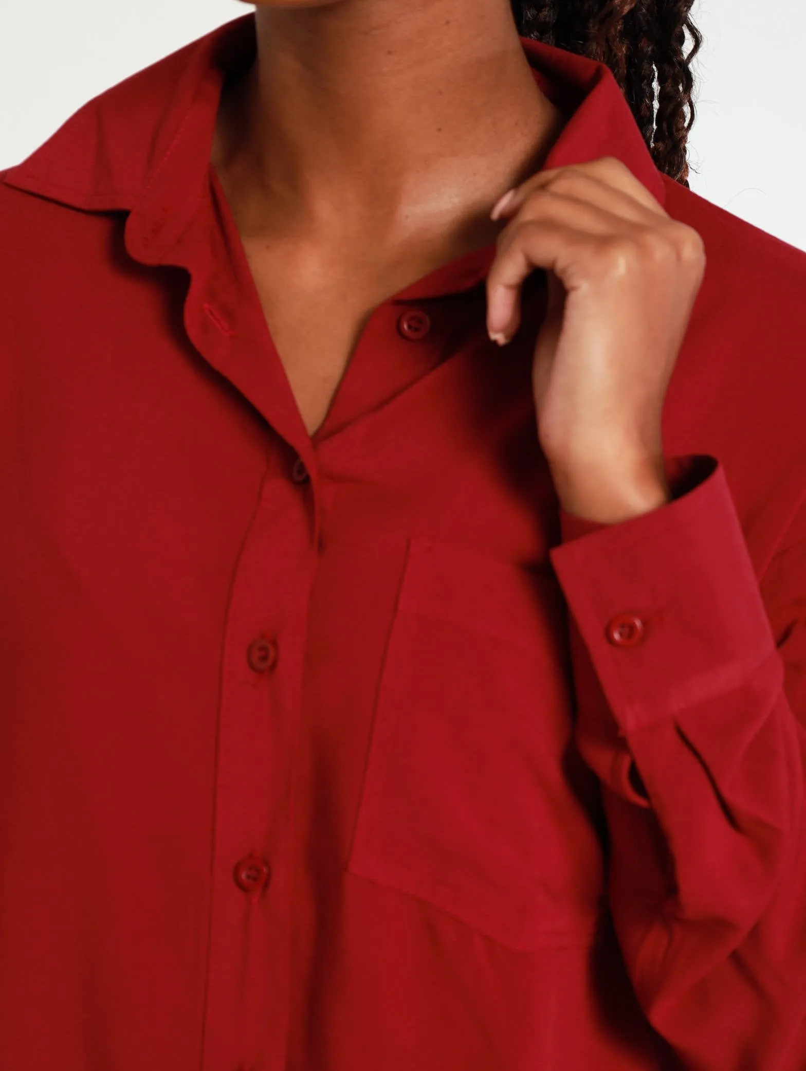 1 Pocket Viscose Shirt - Burgundy