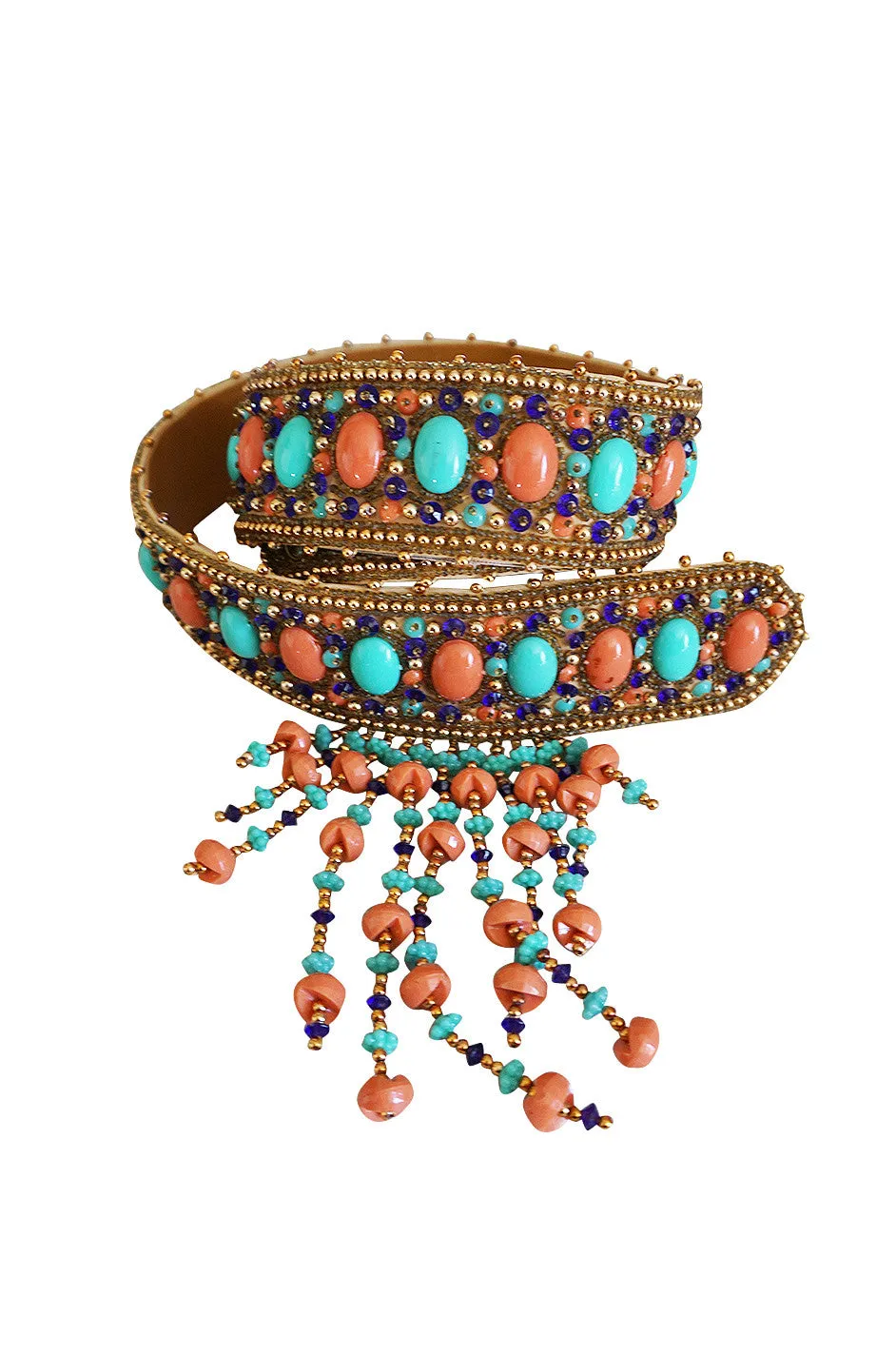 1960s Completely Covered Cabochon and Beaded Belt
