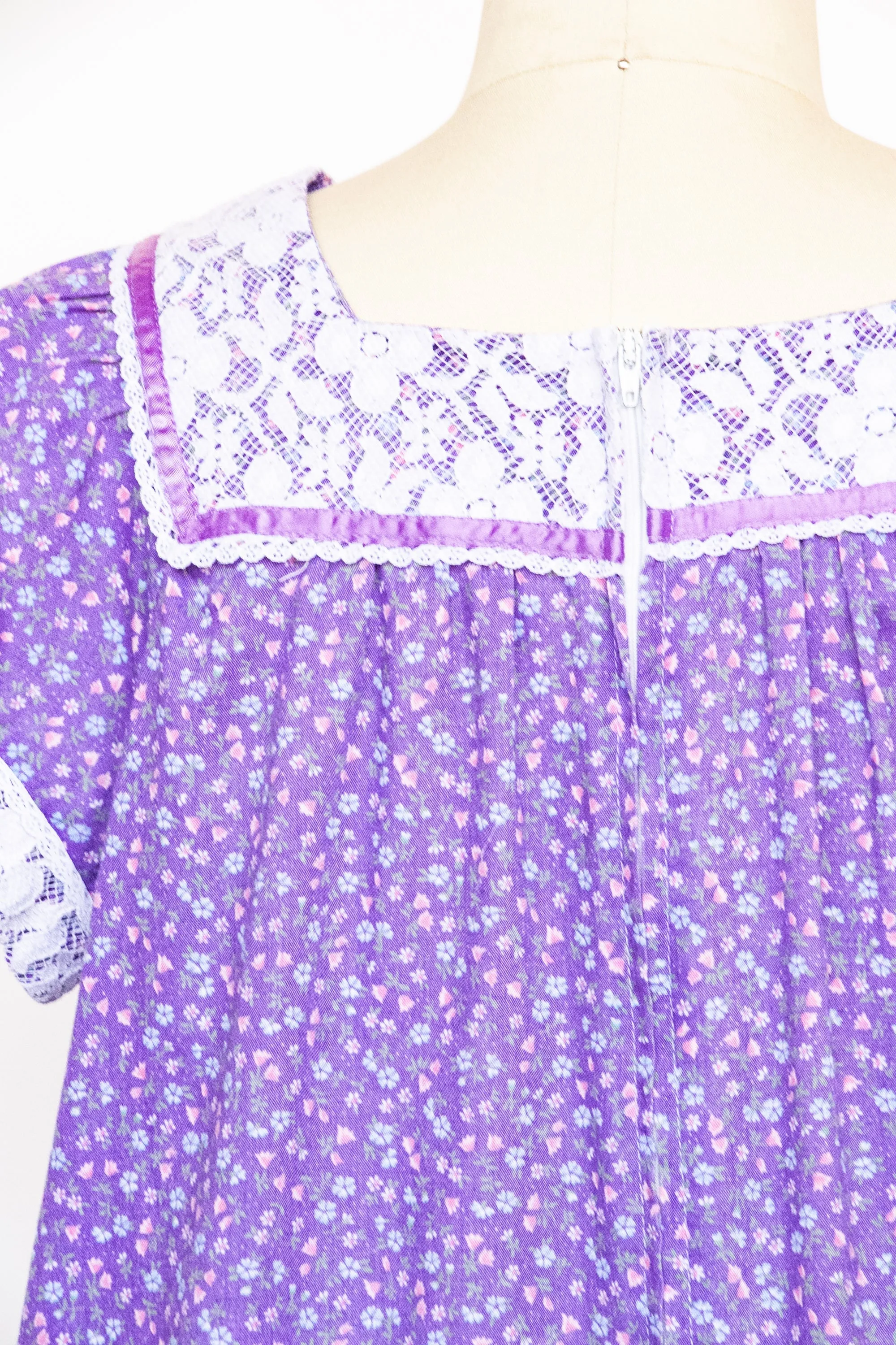 1970s Maxi Tent Dress Floral Hawaiian Cotton L