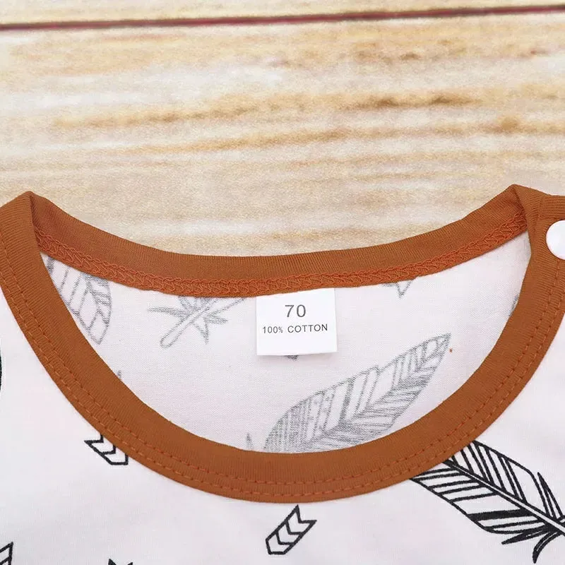 2-Piece Feather Print Hooded Bodysuit and Hat B2022