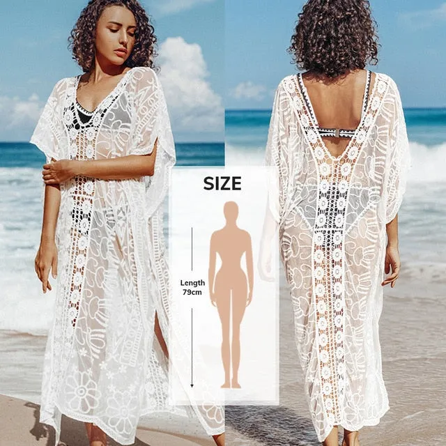 2021 Summer Sexy Beach Dress Crochet Bikini Cover Up with Fringe Trim One Size