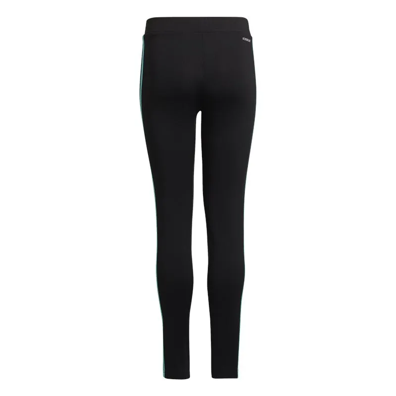 adidas Designed 2 Move 3 Stripes Leggings - Girls - Black/Semi Mint Rush