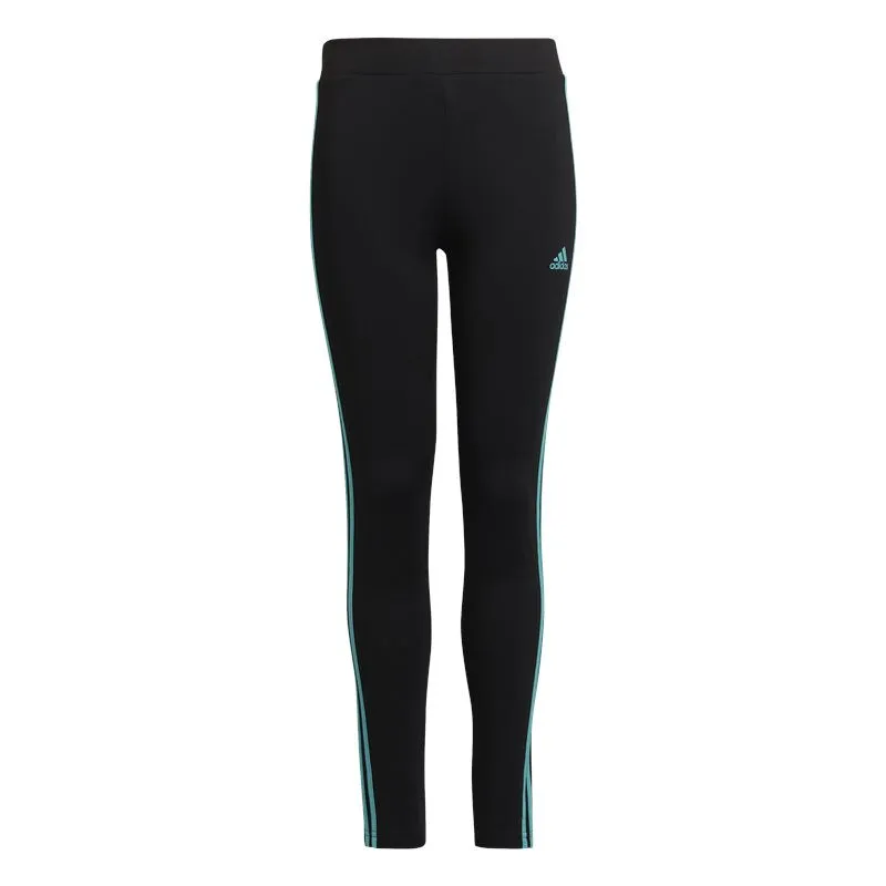 adidas Designed 2 Move 3 Stripes Leggings - Girls - Black/Semi Mint Rush