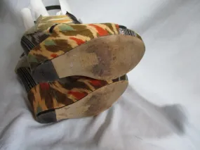 ALDO Ethnic Patchwork Stitched PLATFORM Wedge High Heel Shoe Boot 38
