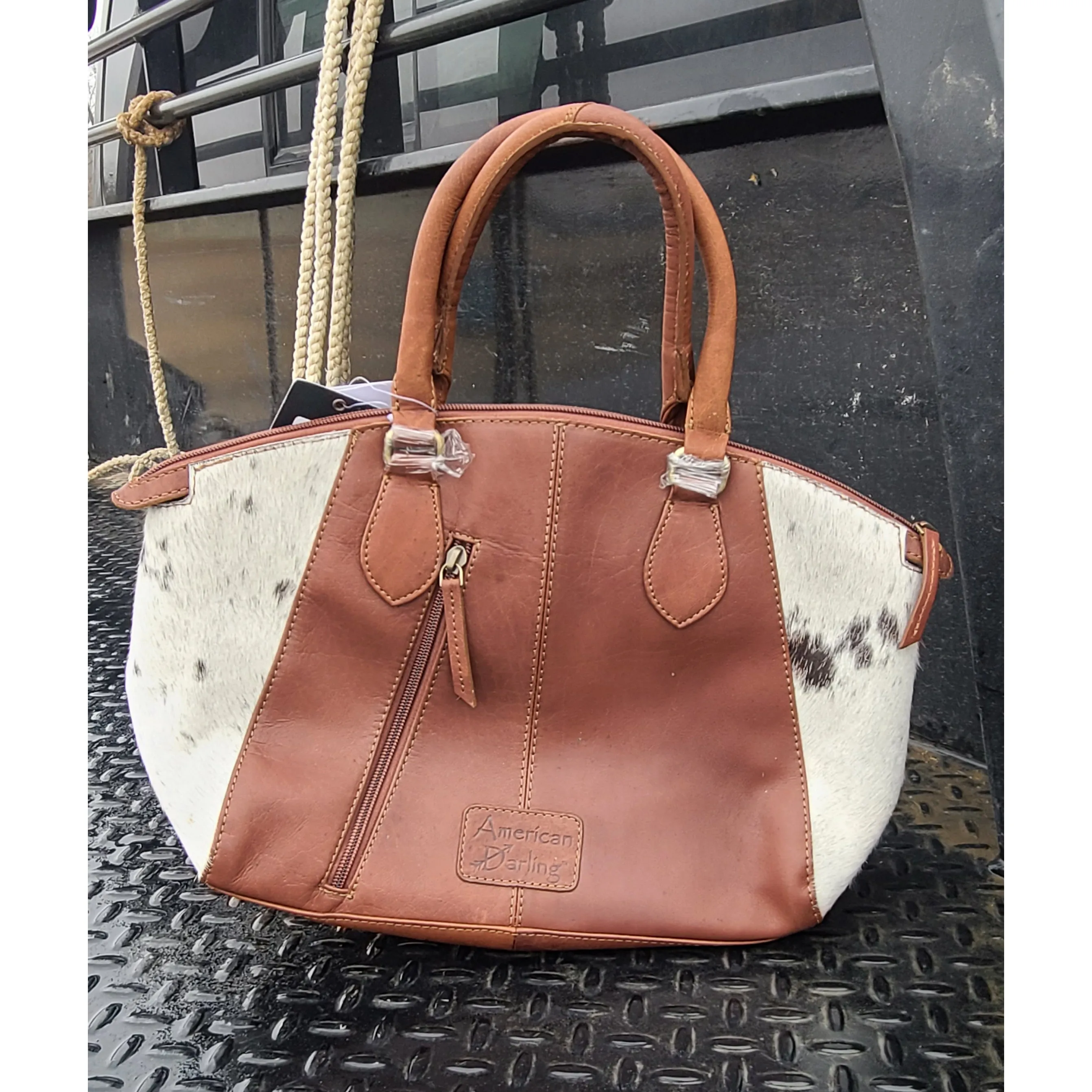 American Darling Cow Hide Tooled Leather Hand Bag