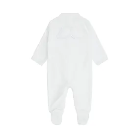 Angel Wing Velour Sleepsuit in Blue