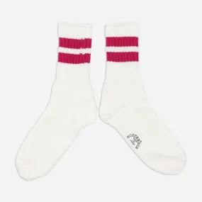 B LINE SOCKS - WHITE/WINE