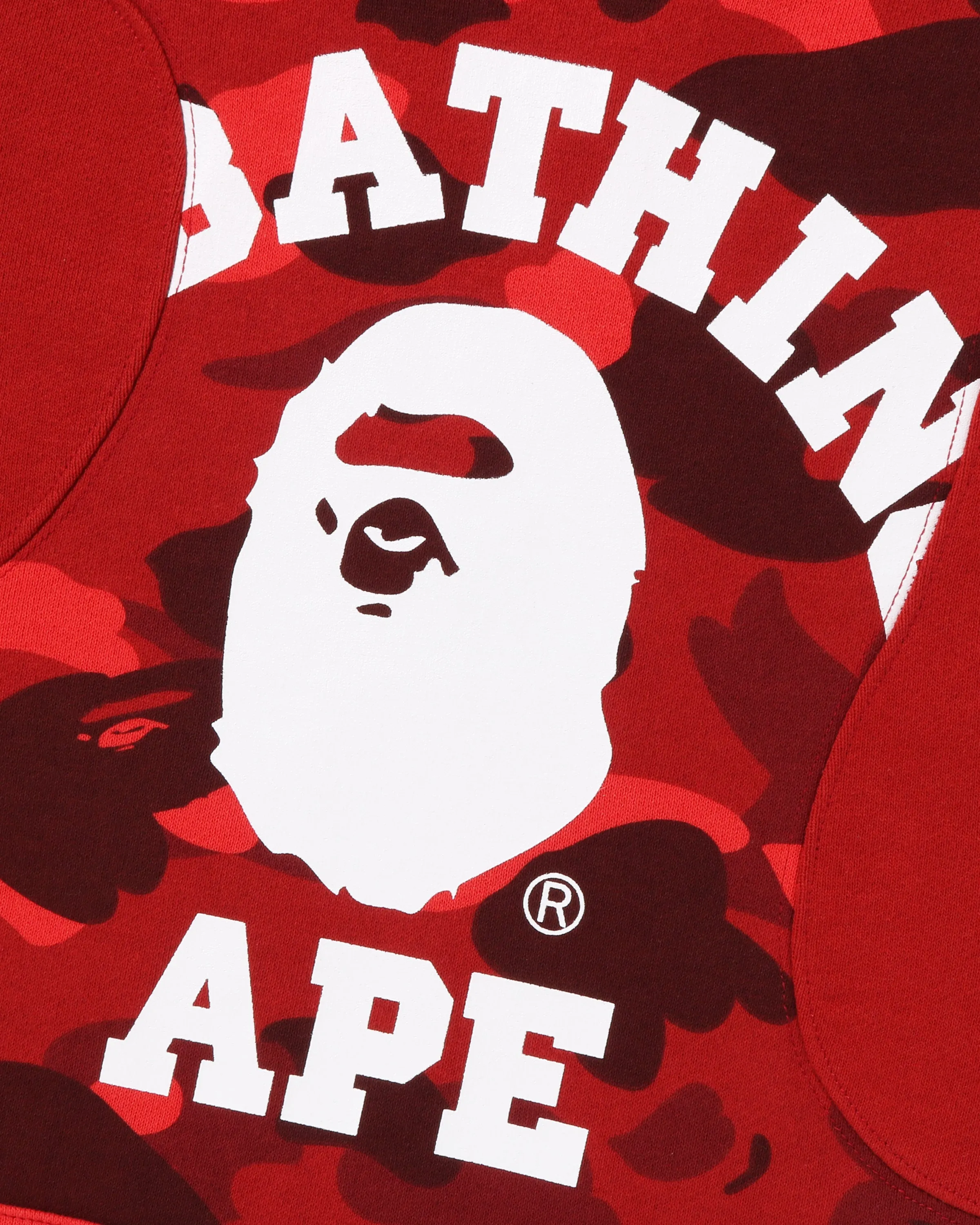 BAPE COLOR CAMO COLLEGE CUTTING RELAXED HOODIE - RED