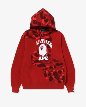 BAPE COLOR CAMO COLLEGE CUTTING RELAXED HOODIE - RED