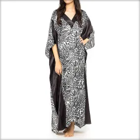 Black & White Printed Kaftan Black V-Neck