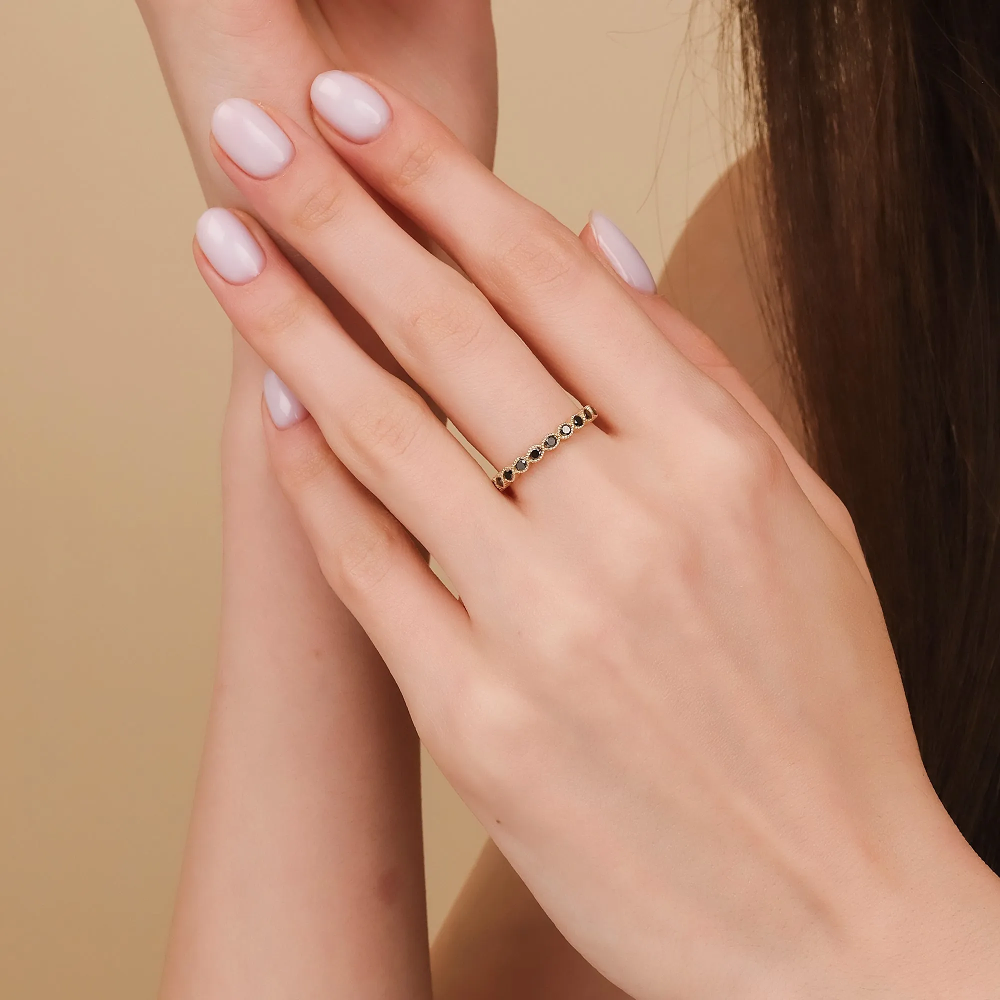 Black Diamond Half Eternity Ring, Coco