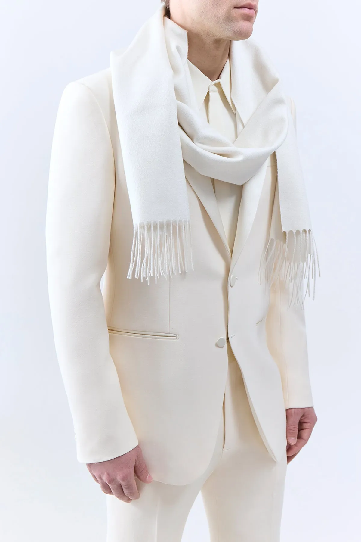 Blaine Scarf in Ivory Silk Cashmere