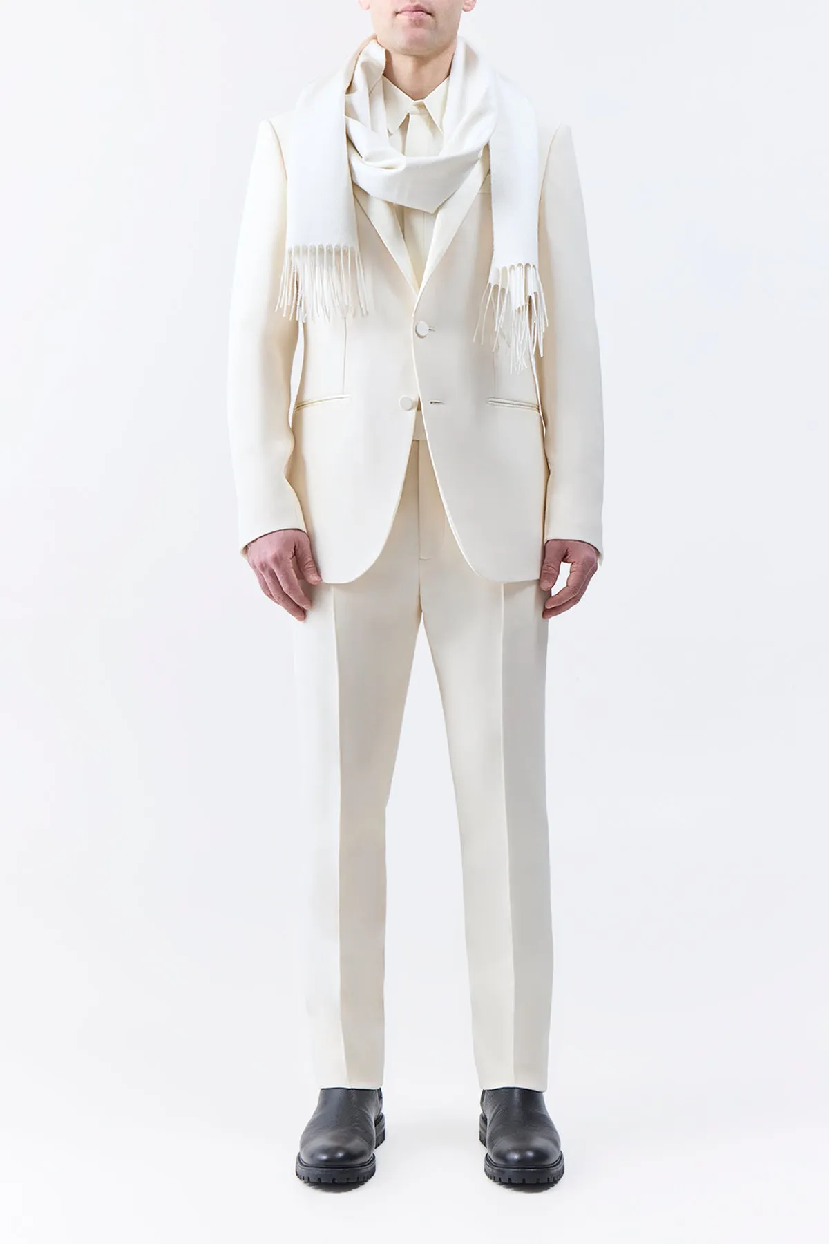 Blaine Scarf in Ivory Silk Cashmere