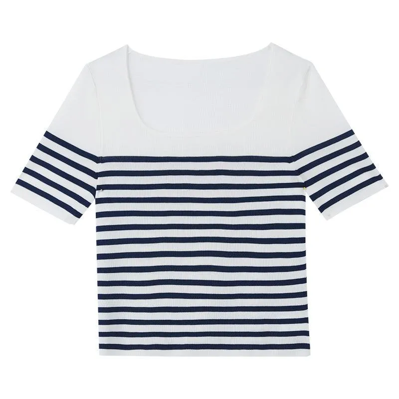 Blue And White Striped Skinny Jersey