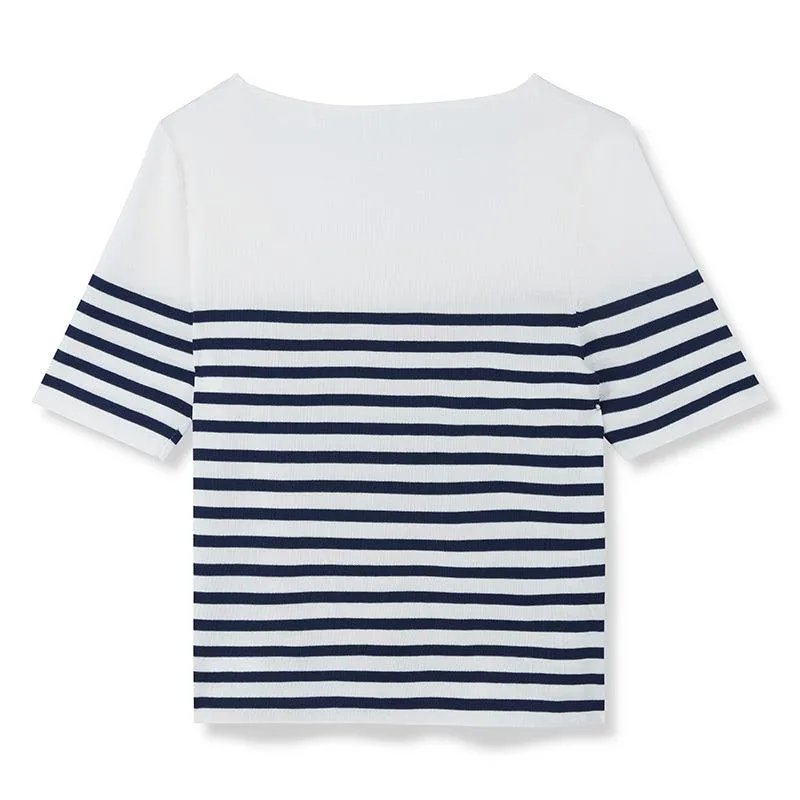 Blue And White Striped Skinny Jersey