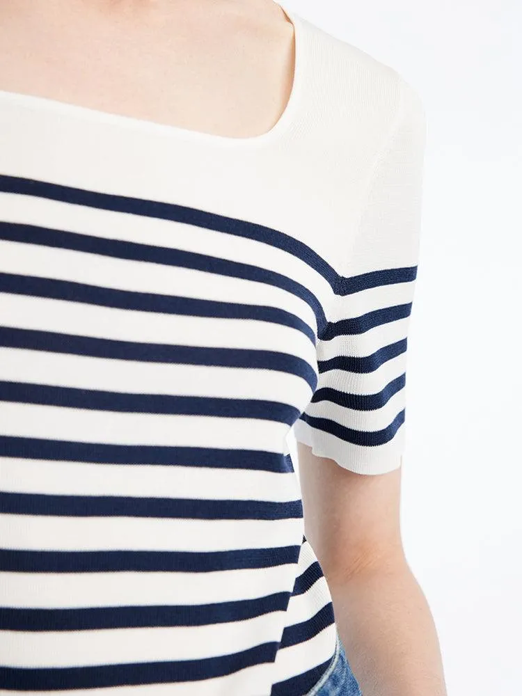 Blue And White Striped Skinny Jersey