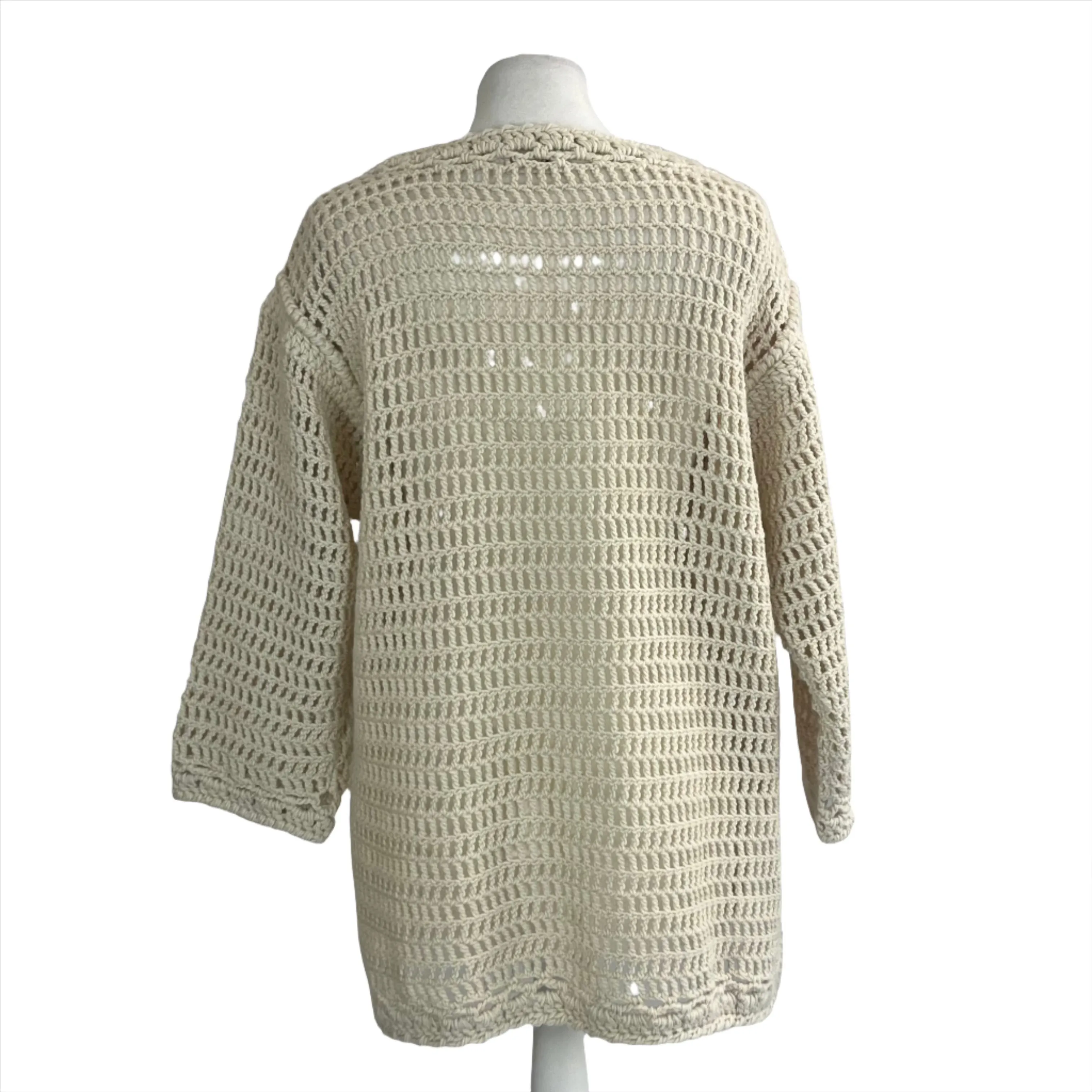 Celine Brand New £2600 Cream Baja Crochet Wool Sweater S