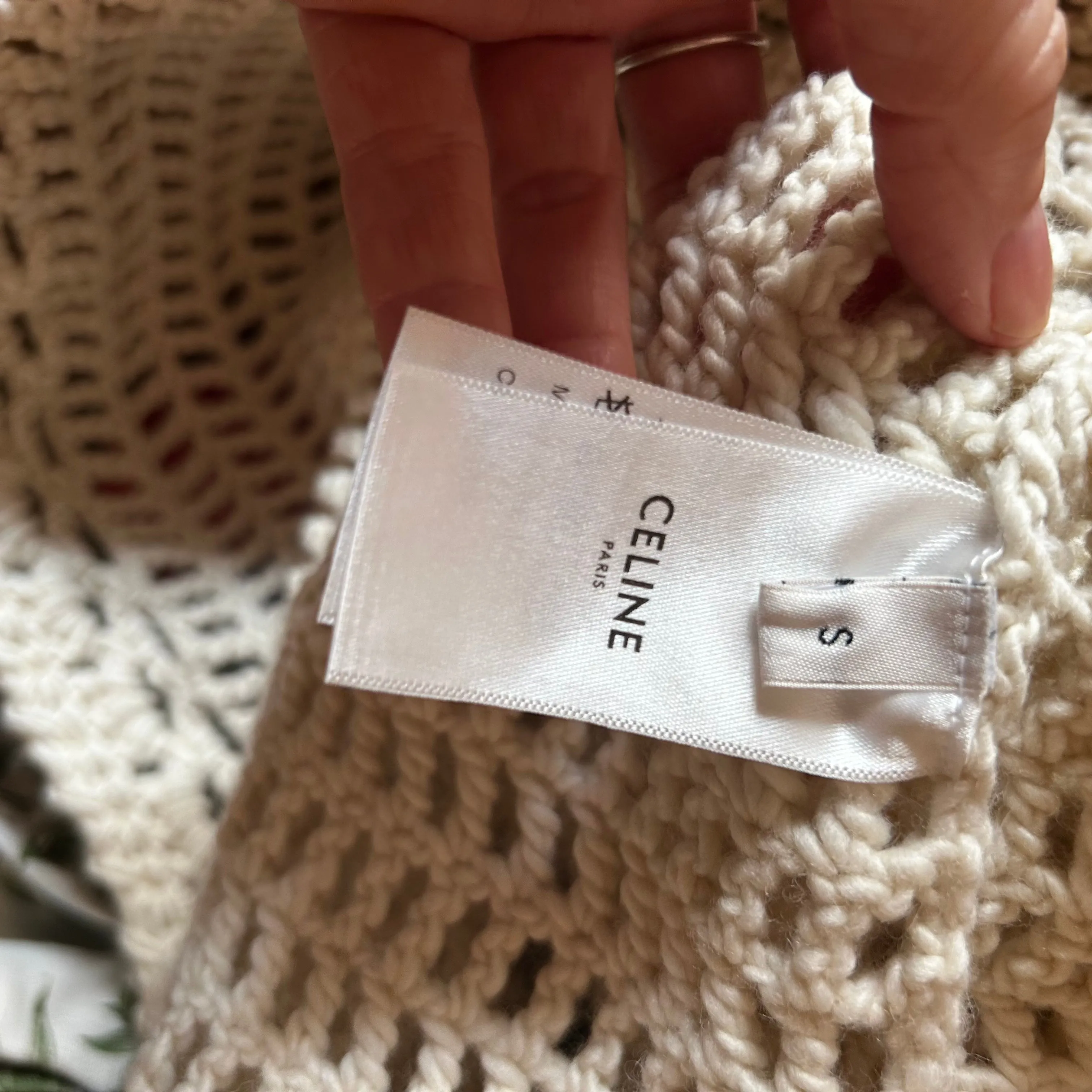 Celine Brand New £2600 Cream Baja Crochet Wool Sweater S
