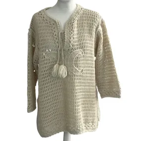 Celine Brand New £2600 Cream Baja Crochet Wool Sweater S