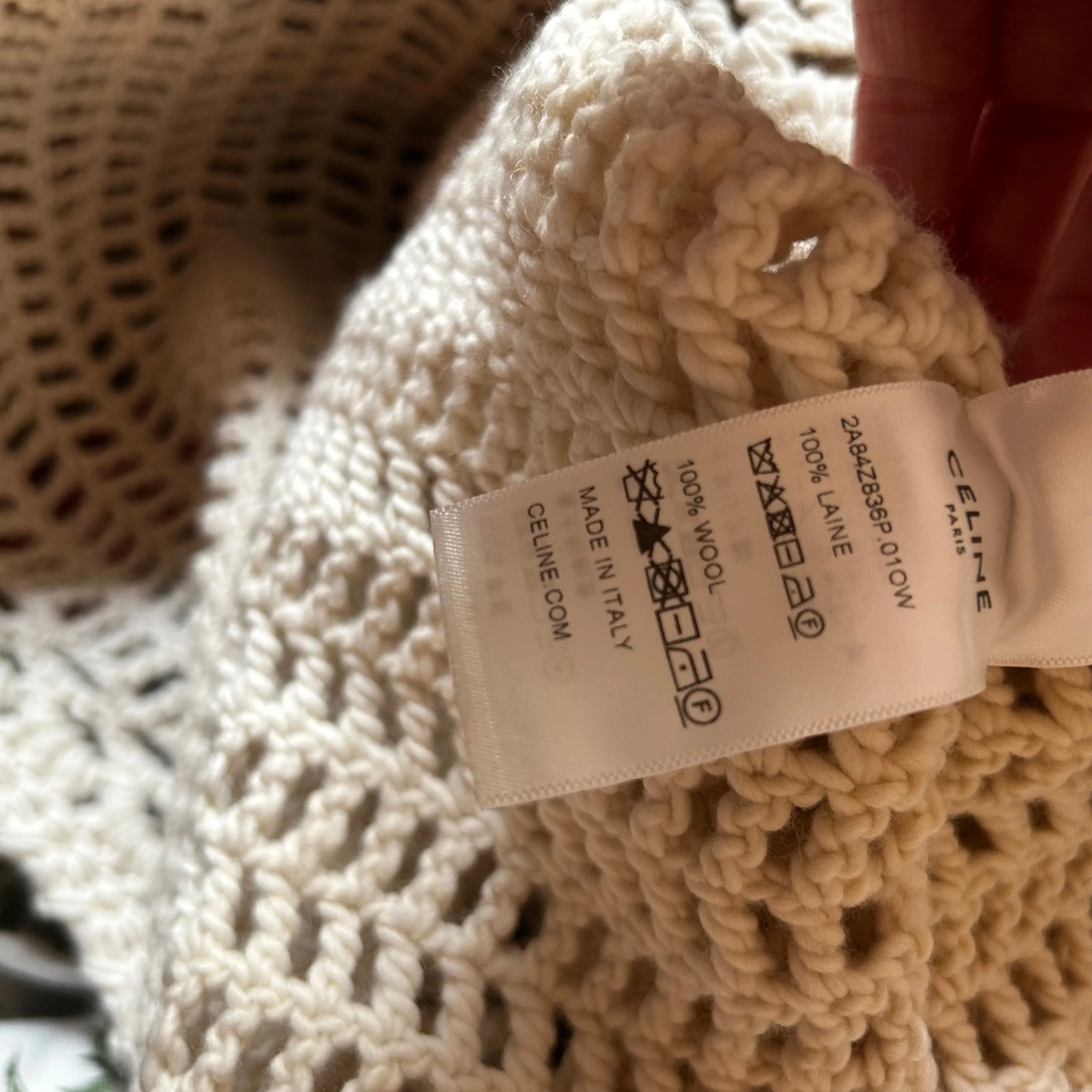 Celine Brand New £2600 Cream Baja Crochet Wool Sweater S