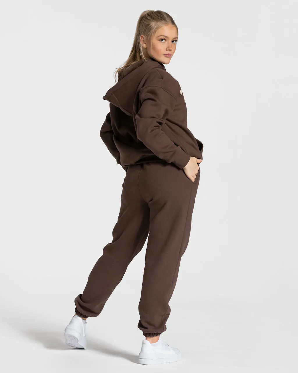 College Oversized Hoodie "Dunkelbraun"