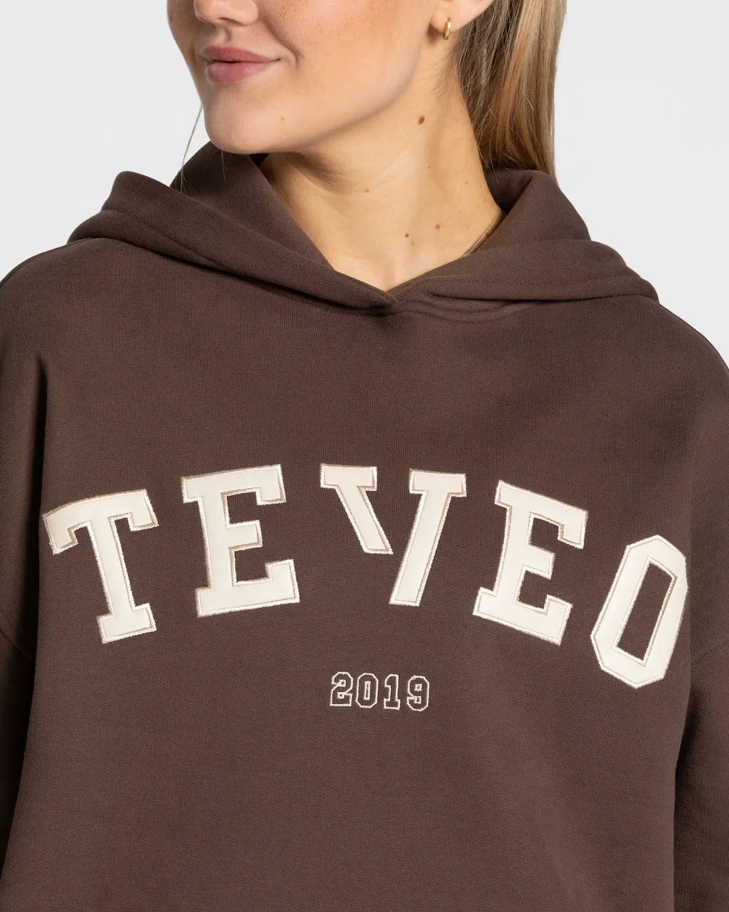 College Oversized Hoodie "Dunkelbraun"