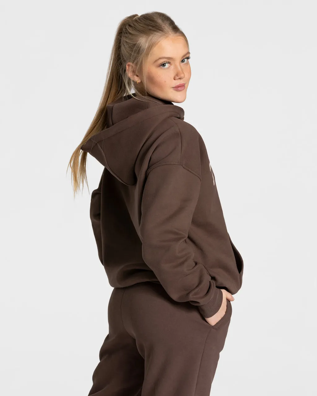 College Oversized Hoodie "Dunkelbraun"