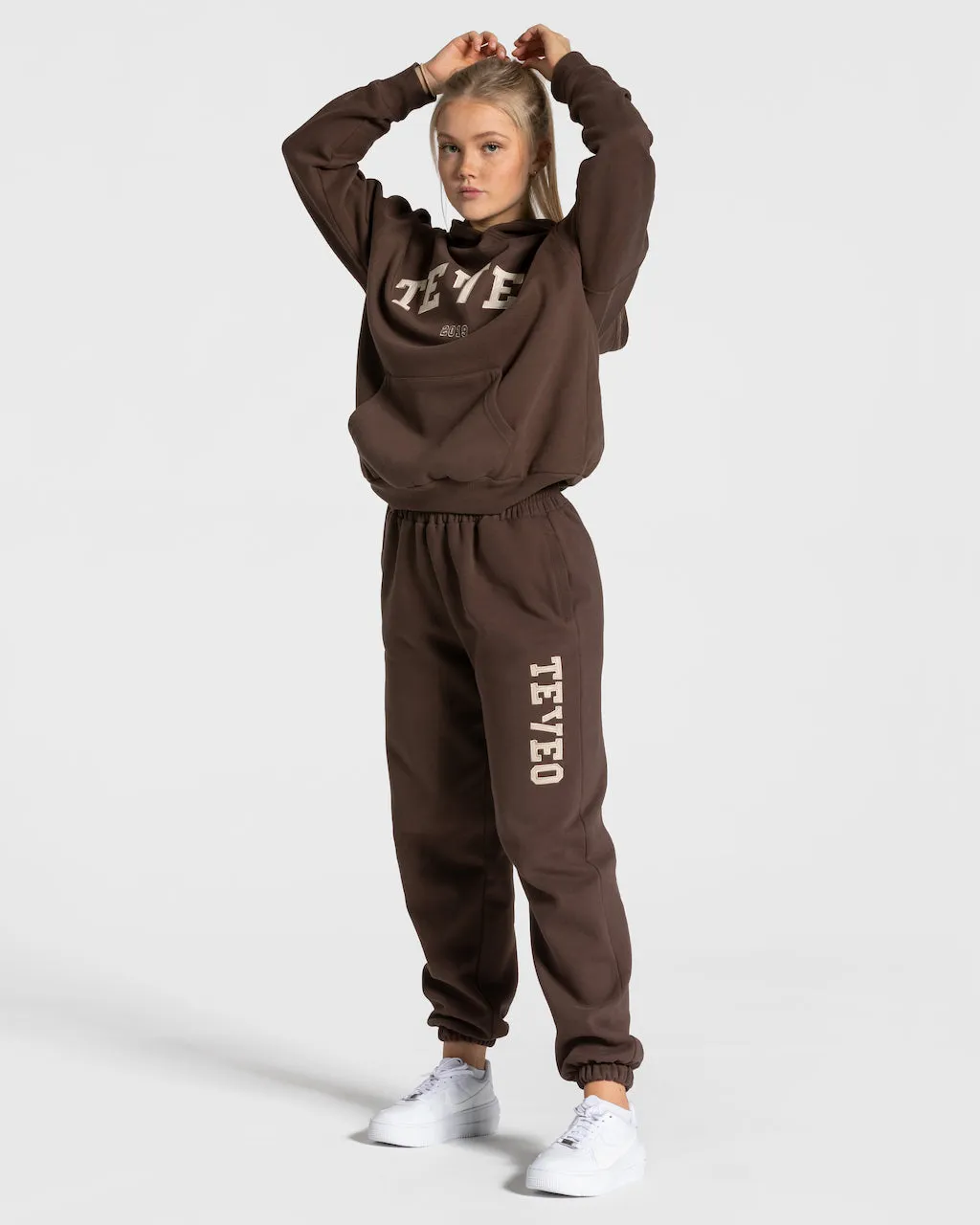 College Oversized Hoodie "Dunkelbraun"