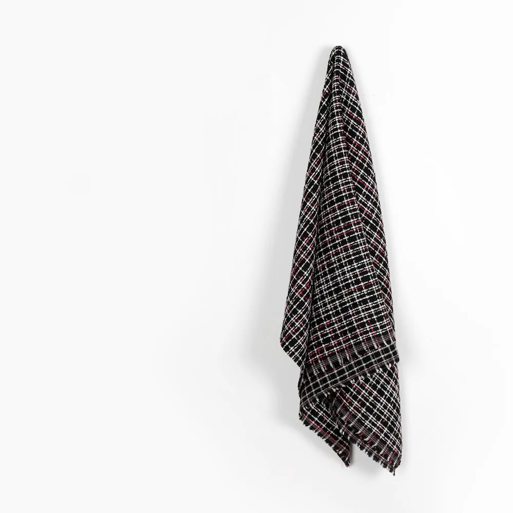 Cotton Blend Check Tweed - Pink / Black