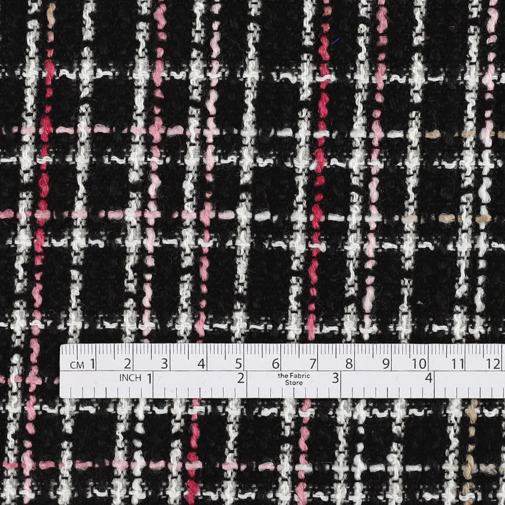 Cotton Blend Check Tweed - Pink / Black