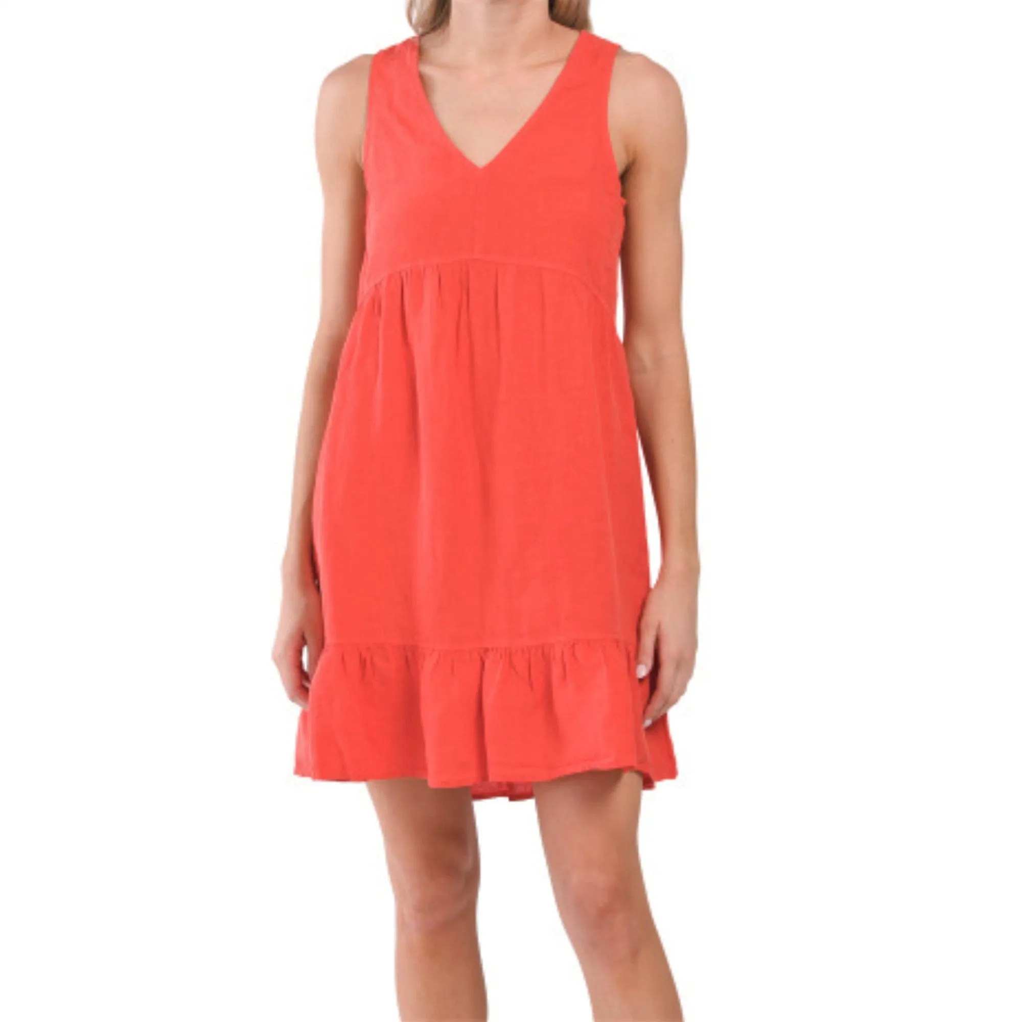Cynthia Rowley Women's Linen V-neck Tiered Ruffle Mini Dress