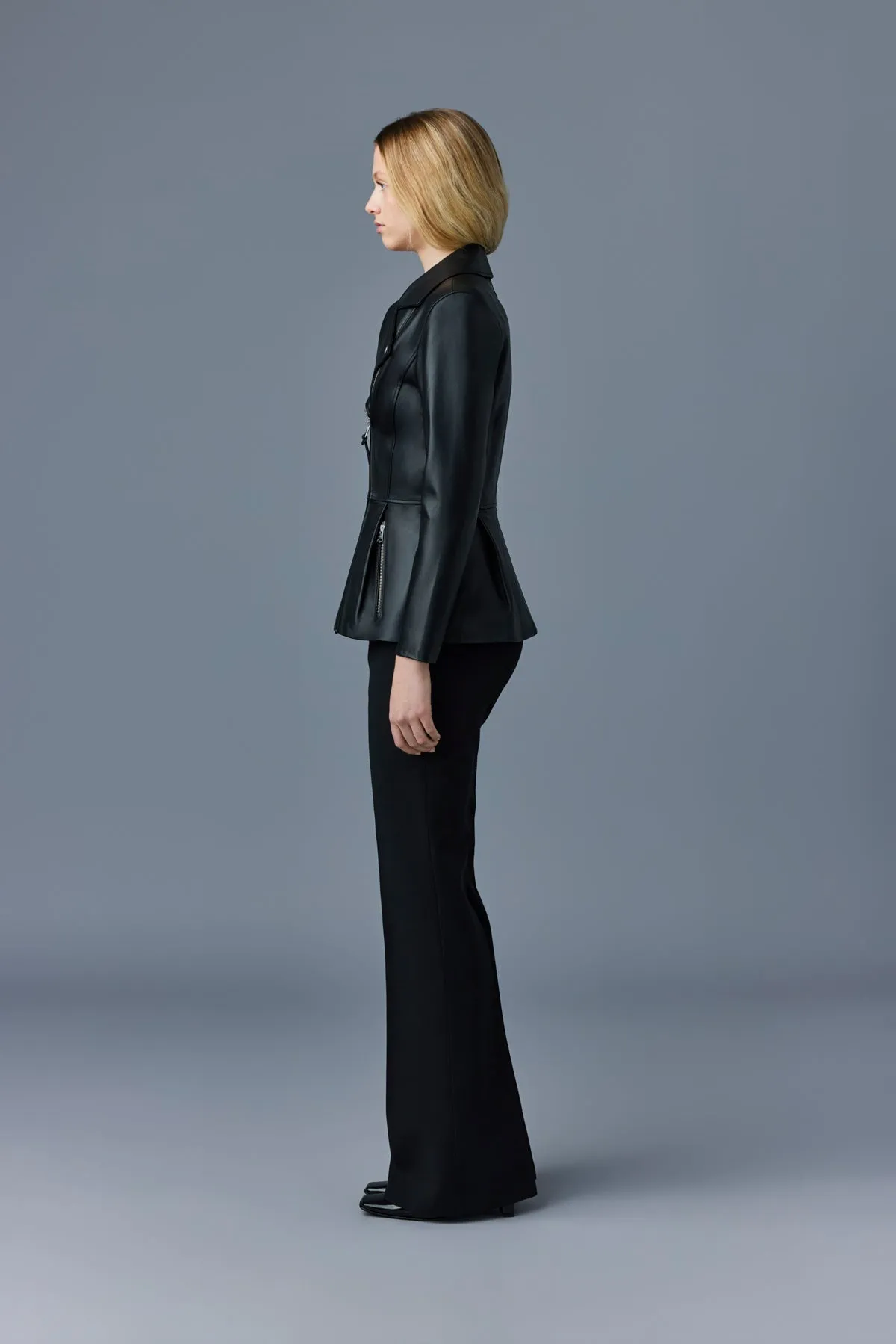 DAY Leather biker jacket with peplum Black