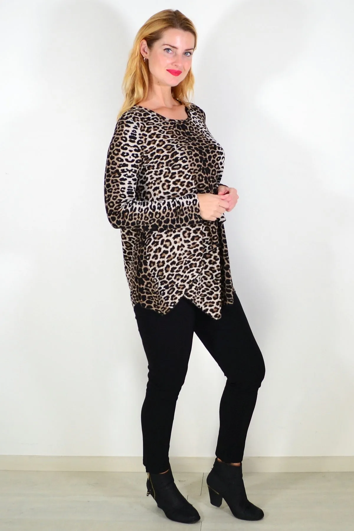 Double Layered Animal Print Tunic Top