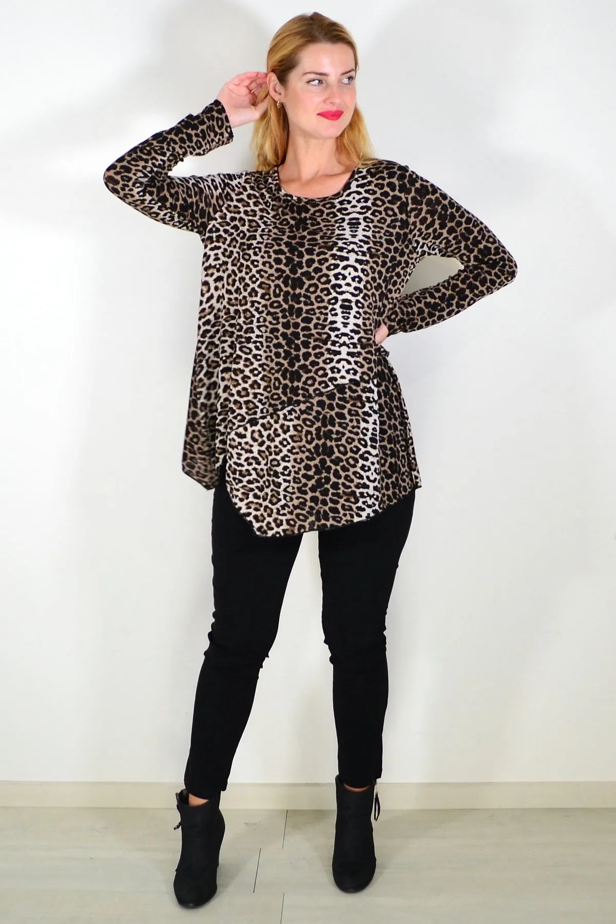 Double Layered Animal Print Tunic Top