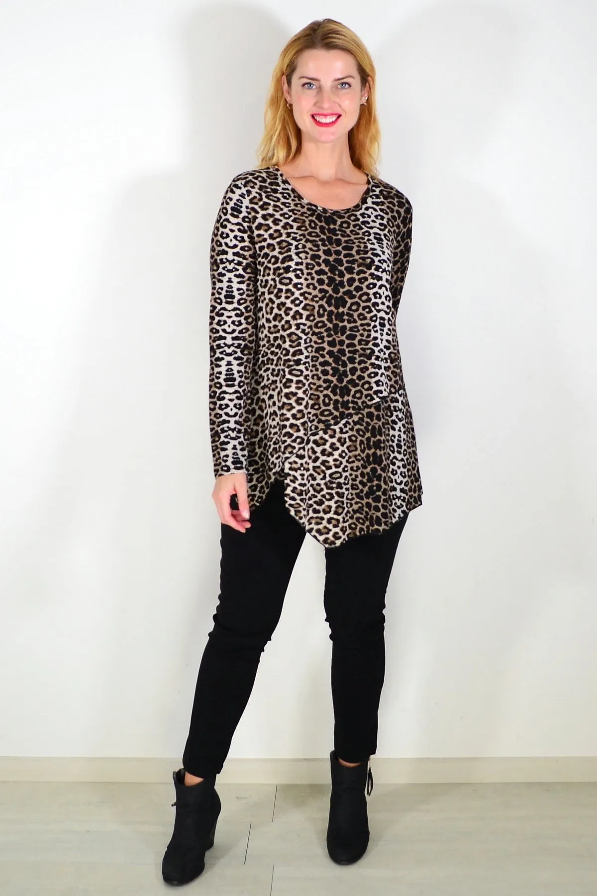 Double Layered Animal Print Tunic Top