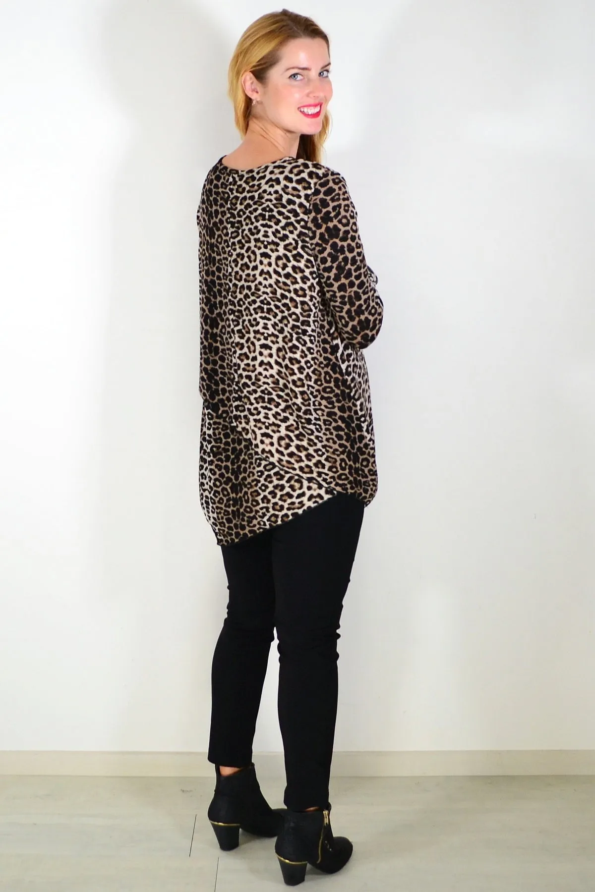 Double Layered Animal Print Tunic Top