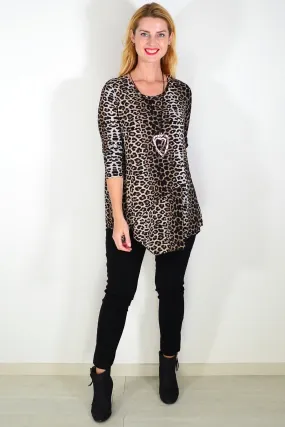 Double Layered Animal Print Tunic Top