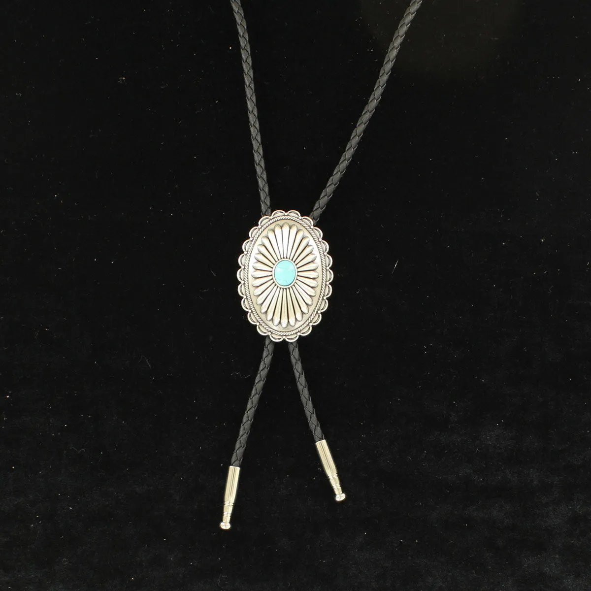 Double S® Turquoise Bead Concho Western Bolo Tie