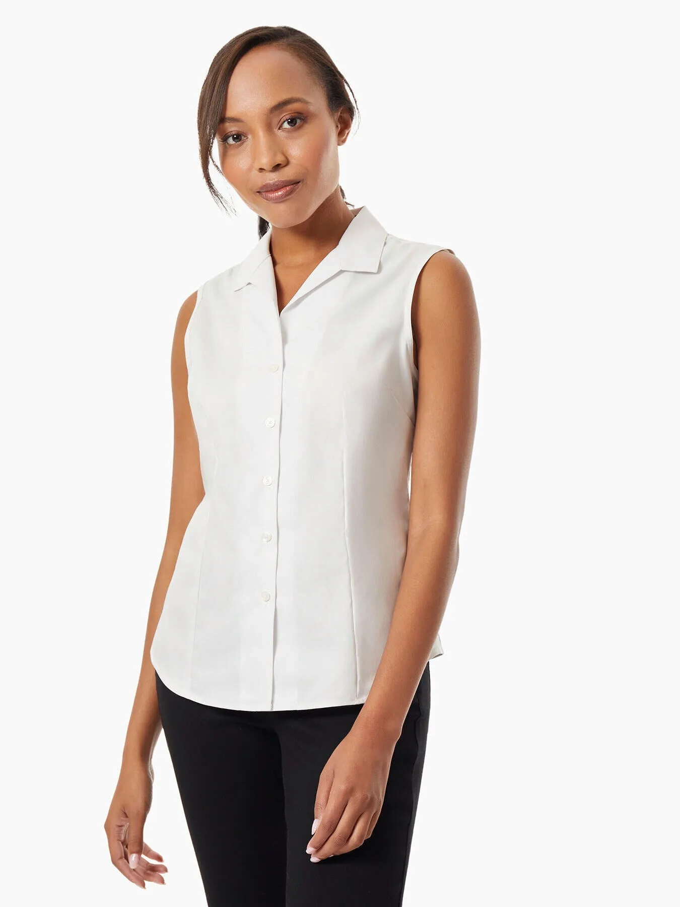 Easy Care Sleeveless Button-Up Shirt