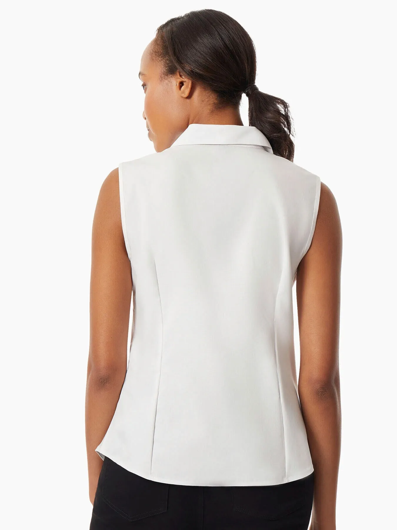 Easy Care Sleeveless Button-Up Shirt