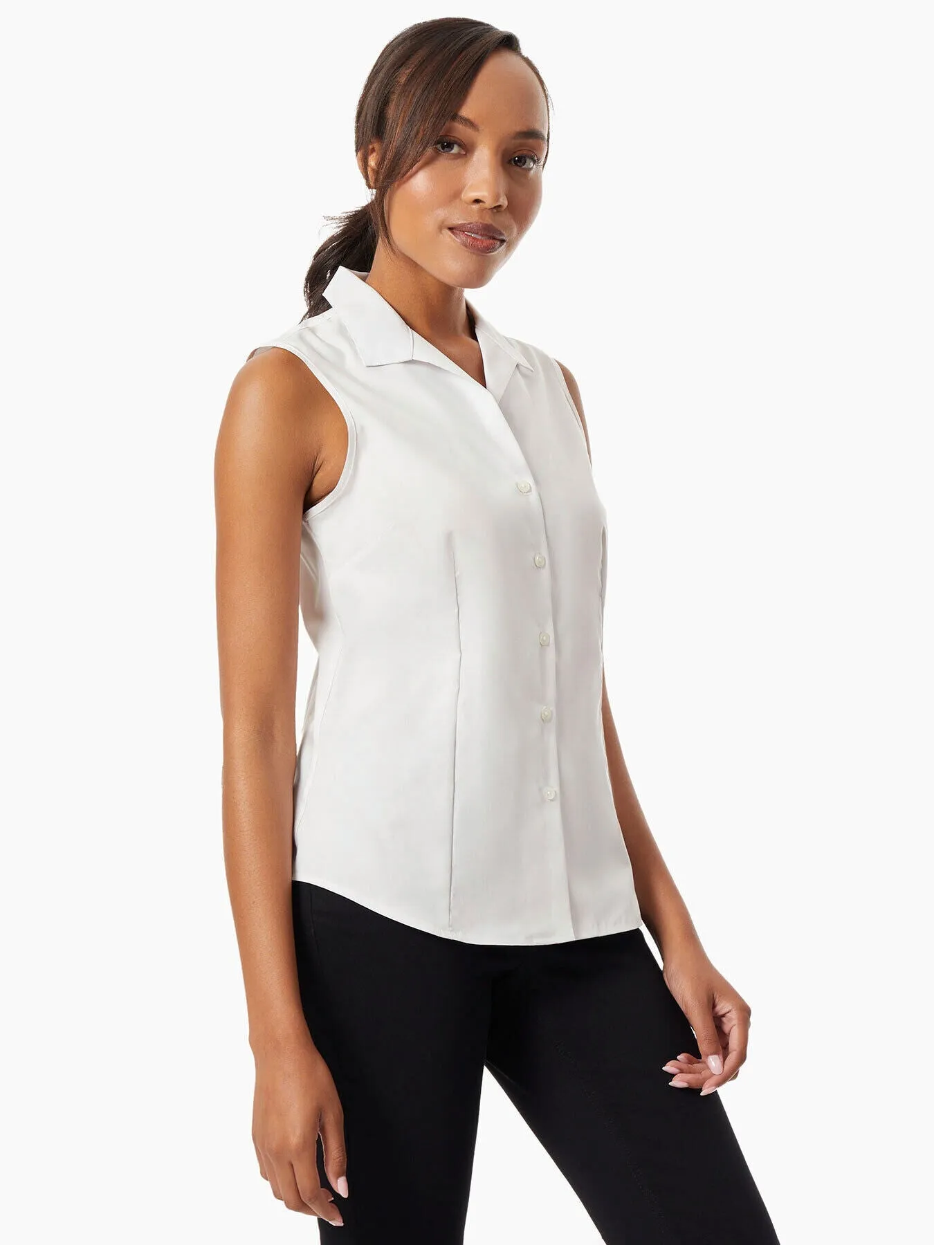 Easy Care Sleeveless Button-Up Shirt