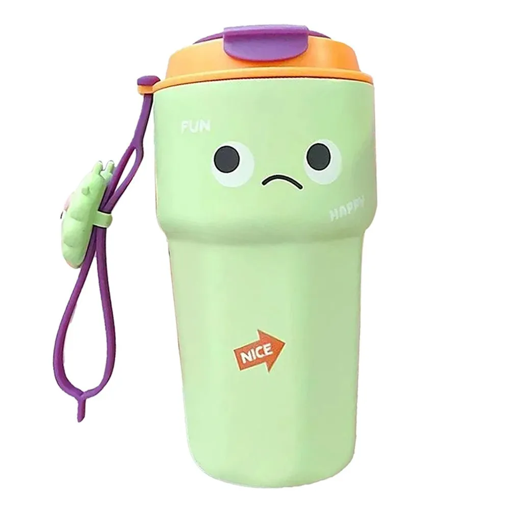 Fun Emoji Mint Green Vacuum Insulated Stainless Steel Coffee/Water/Tea Travel Tumbler for Kids & Adults,450ml