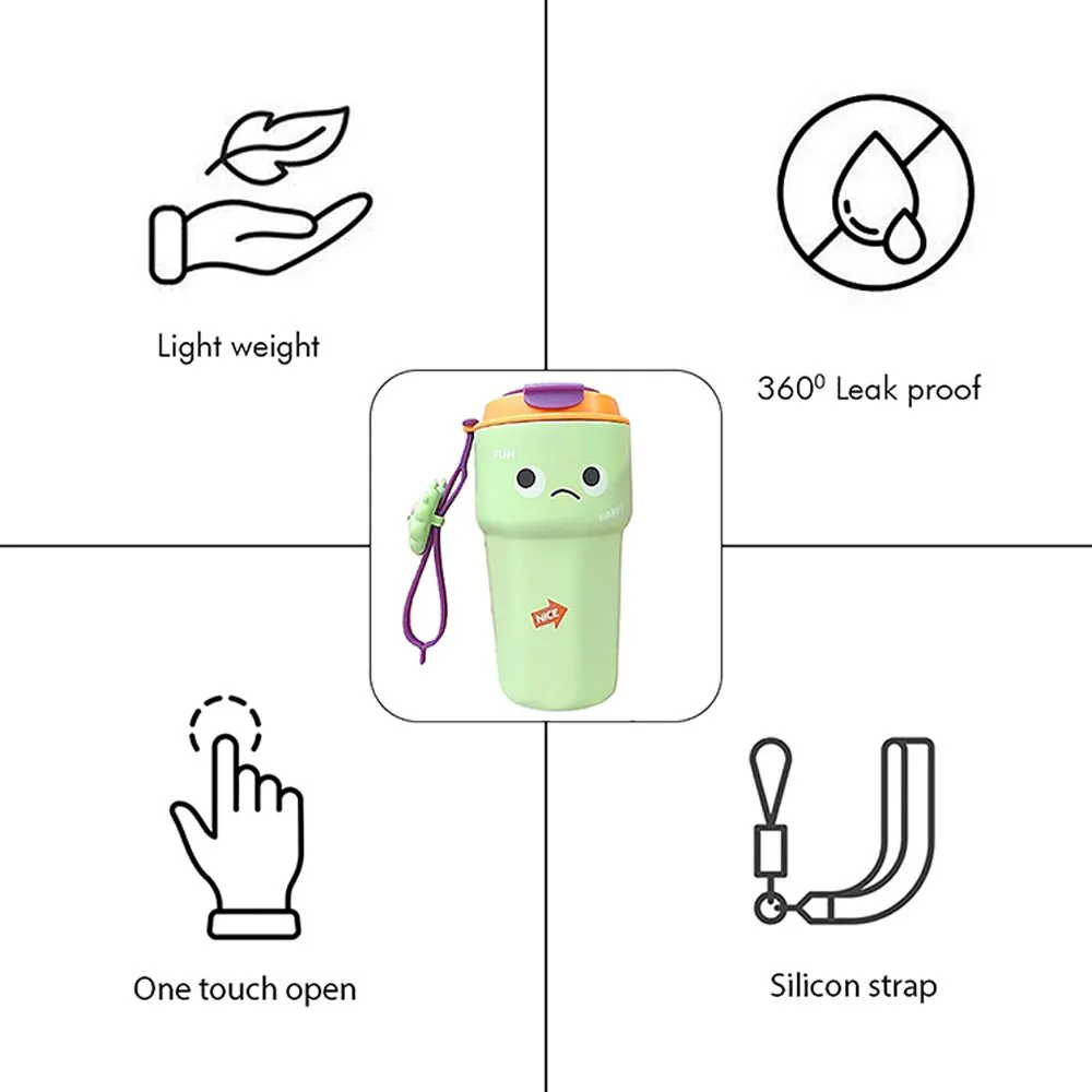 Fun Emoji Mint Green Vacuum Insulated Stainless Steel Coffee/Water/Tea Travel Tumbler for Kids & Adults,450ml
