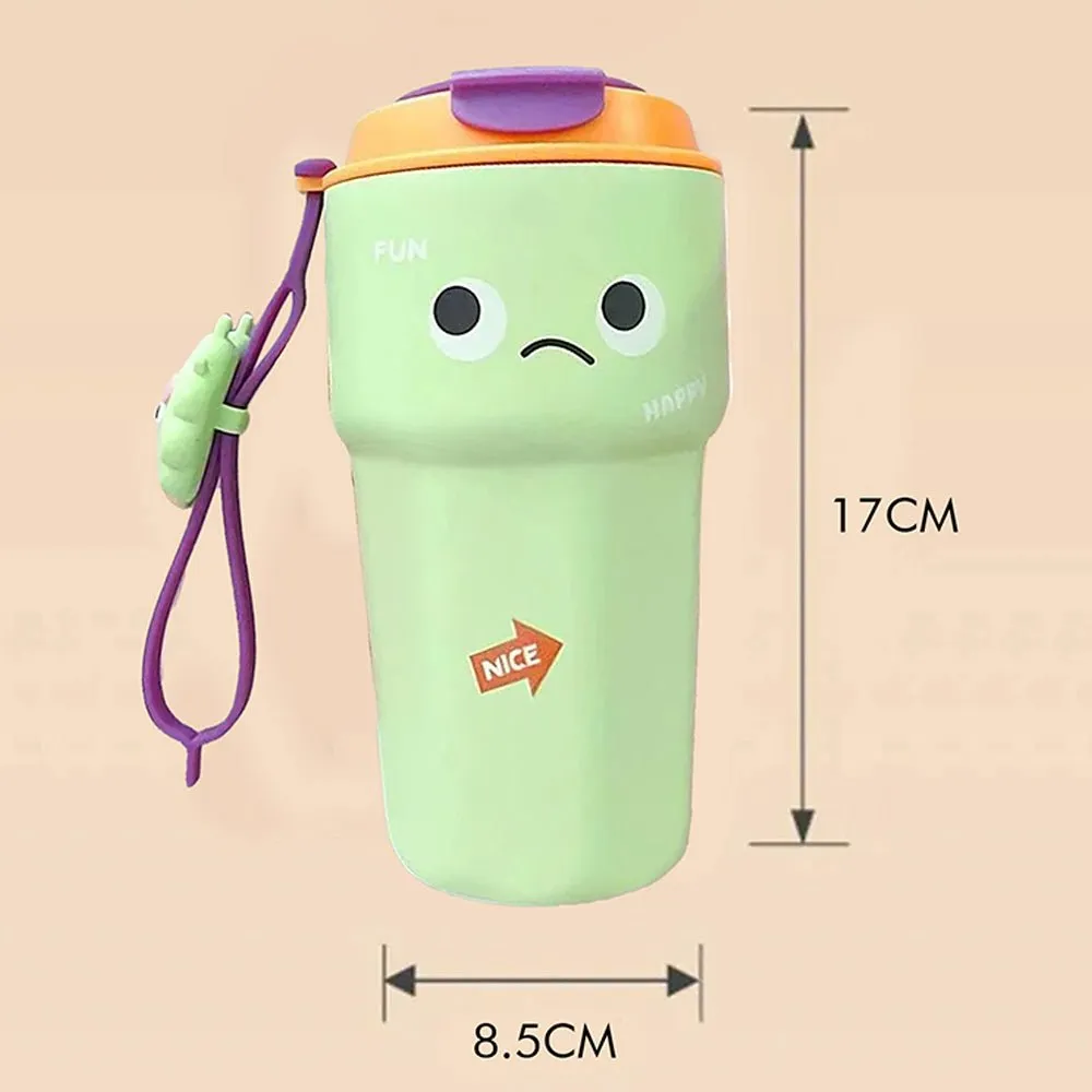 Fun Emoji Mint Green Vacuum Insulated Stainless Steel Coffee/Water/Tea Travel Tumbler for Kids & Adults,450ml