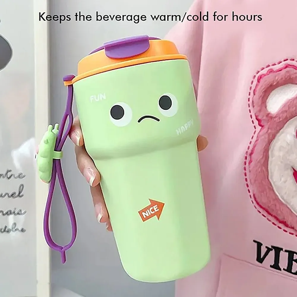 Fun Emoji Mint Green Vacuum Insulated Stainless Steel Coffee/Water/Tea Travel Tumbler for Kids & Adults,450ml