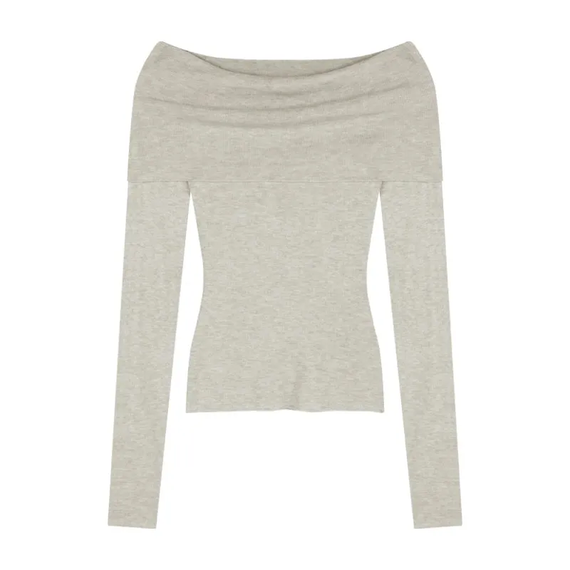 Getadme Black Solid Off Shoulder Elegant Long Sleeve Tops Korean Fashion Slim Sexy Cropped T Shirt Women Autumn Y2k Clothing Skinny Top