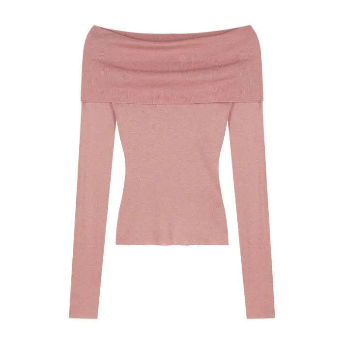 Getadme Black Solid Off Shoulder Elegant Long Sleeve Tops Korean Fashion Slim Sexy Cropped T Shirt Women Autumn Y2k Clothing Skinny Top