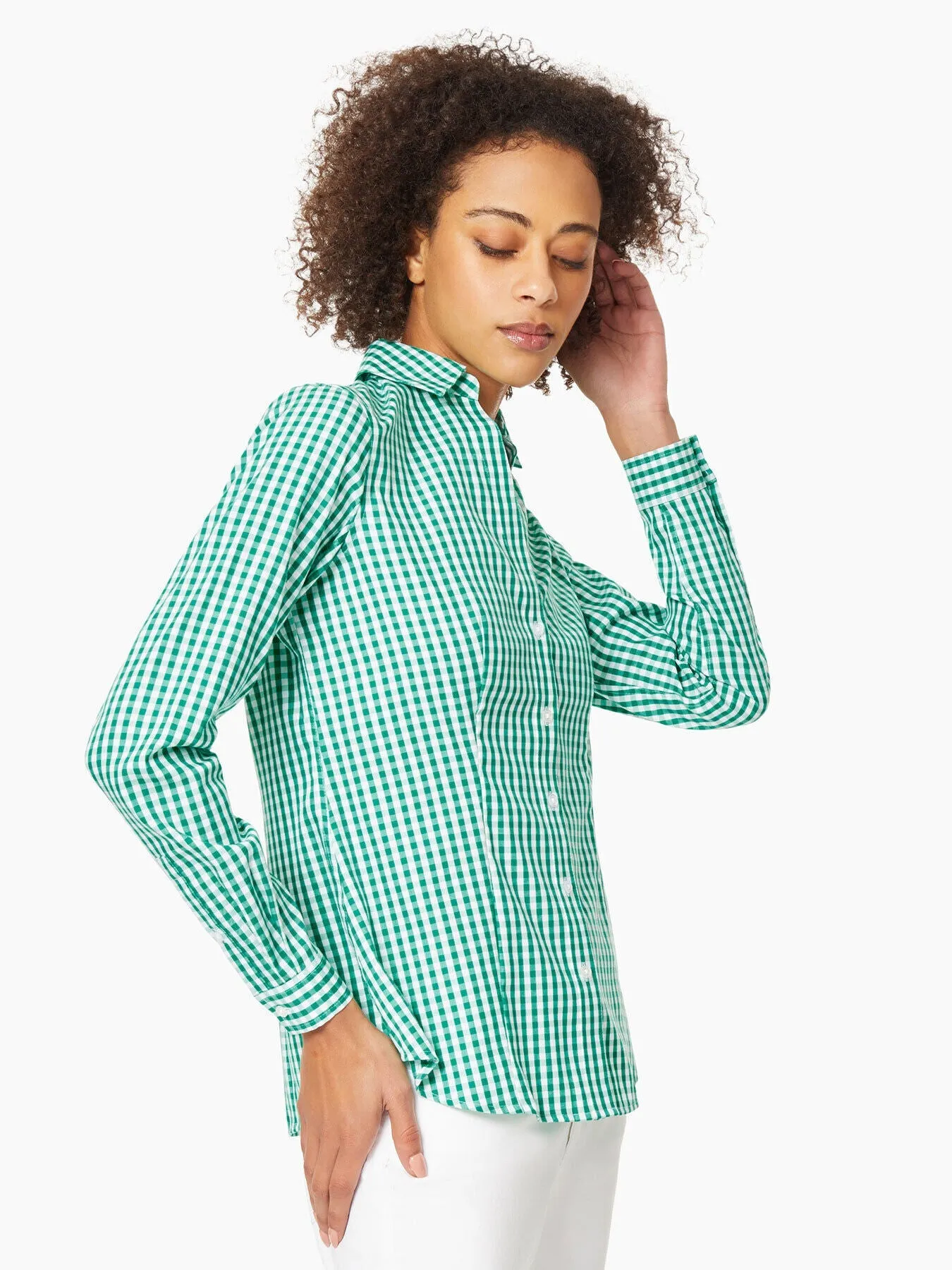 Gingham Easy-Care Button-Up Shirt