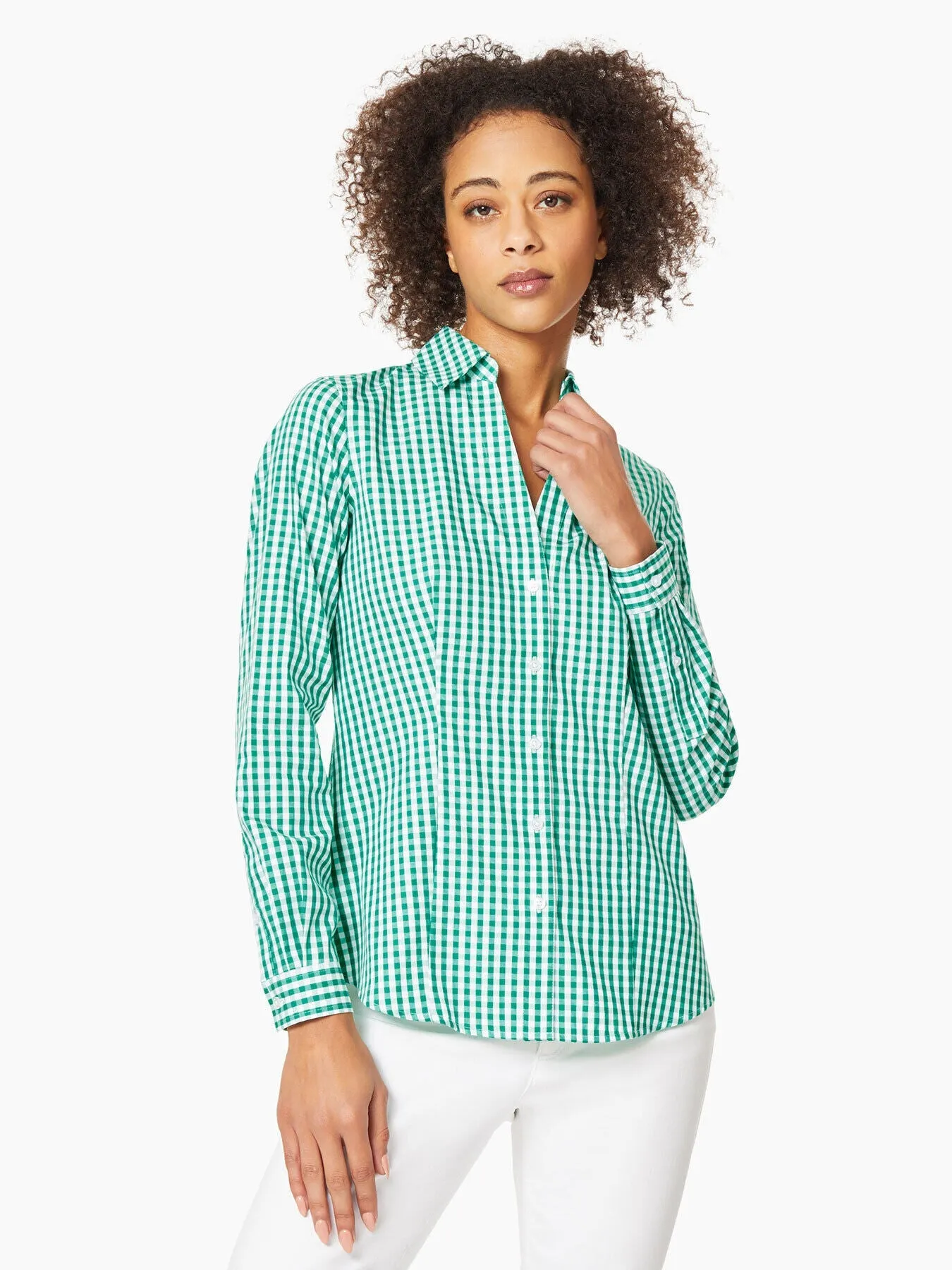 Gingham Easy-Care Button-Up Shirt