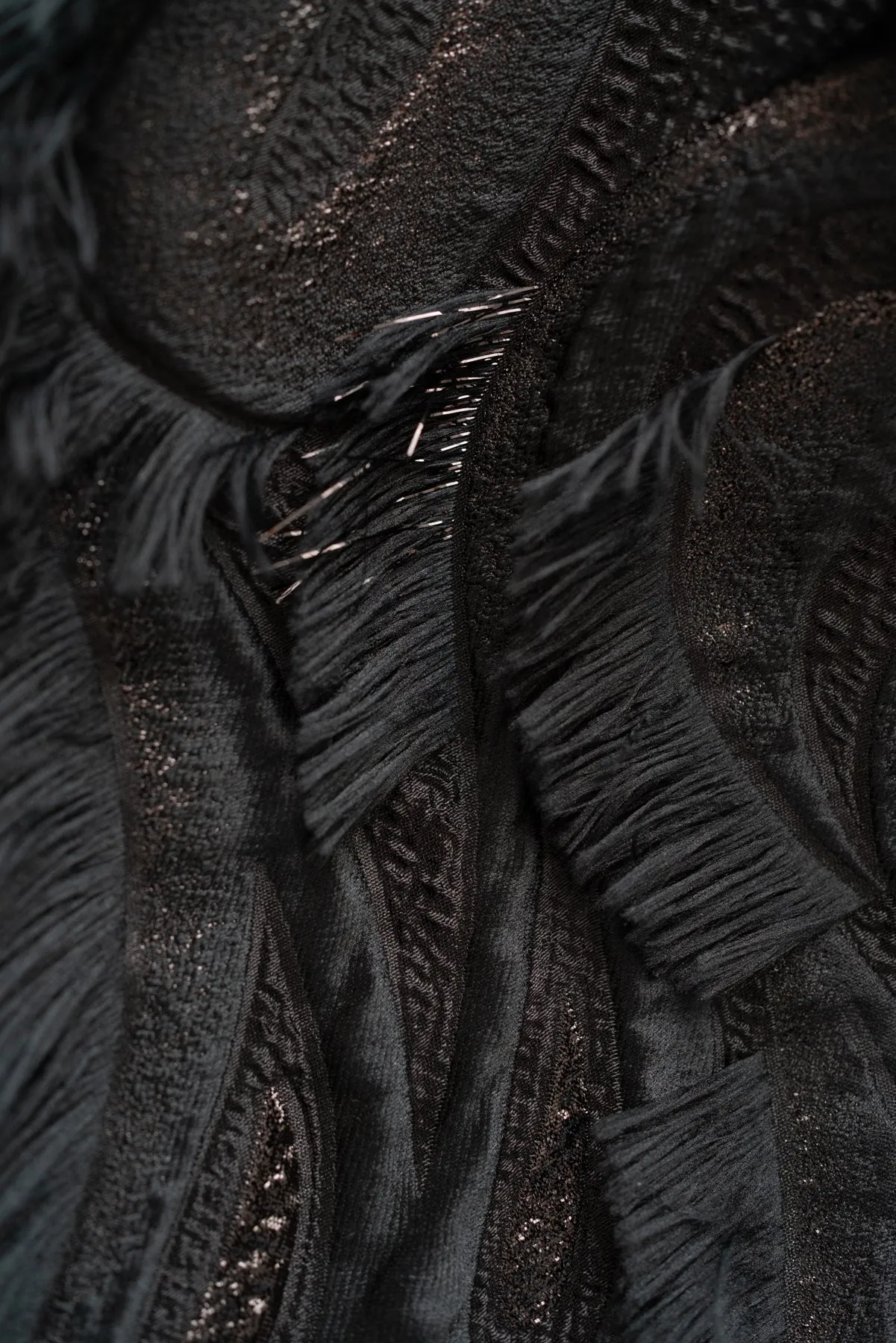 GLORIOSA BLACK SILK BLEND MIDI SKIRT